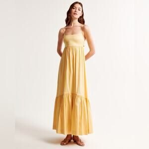 Abercrombie & Fitch Bow-Back Taffeta Maxi Dress Sunny Yellow Size XXSP
